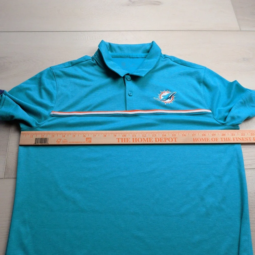 Nike Miami Dolphins NFL On Field Polo Shirt Men L Blue Orange Stripe Performance